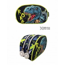 CARTUCHERA CON CIERRE OVAL PHI PHI BAGS T-REX DINSAURS WORLD DOBLE CIERRE