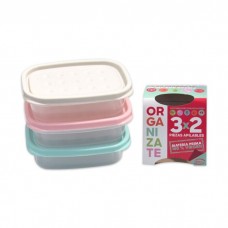 CAJAS HERMETICAS X 3 ORGANIZATE RECTANGULARES CHICAS 0,80 L