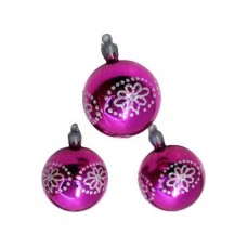 GLOBO NAVIDEÑO 6 CM FUCSIA DECORADO CON GIBRE X 3