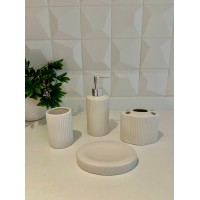 SET DE BAÑO X 4 PIEZAS CERAMICA EN CAJA DE REGALO BLANCO