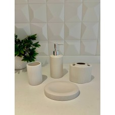 SET DE BAÑO X 4 PIEZAS CERAMICA EN CAJA DE REGALO BLANCO