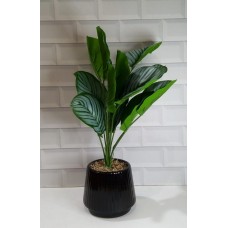 PLANTA ARTIFICIAL 40 CM CALATHEA CON MACETA DE CERAMICA