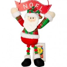 PAPA NOEL DE TELA CON CARTEL NAVIDEÑO 34 CM