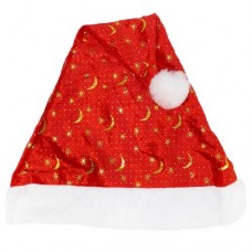 GORRO DE COTILLON PAPA NOEL CON LUNAS Y ESTRELLAS DORADAS