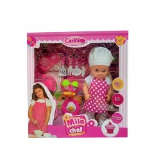 MUÑECA CARIÑITO MILA CHEF CON ACCESORIOS DE COCINA