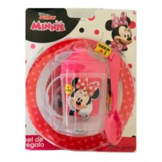 SET DE REGALO MINNIE (PLATO+VASO TOMA SOLITO +CUCHARA)