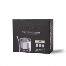 MATE DE ACERO INOXIDABLE 3 EN 1 LIFE CUP CON BOMBILLA NEGRO