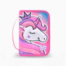 CARTUCHERA 1 PISO DESPLEGABLE FOOTY RIGIDA 1 CIERRE QUEEN UNICORN