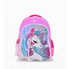 MOCHILA ESPALDA FOOTY UNICORNIO CON TRENZA CON LUZ DE LED 18 PULGADAS