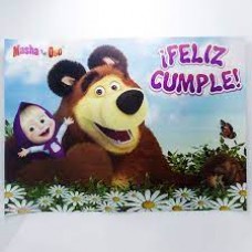 AFICHE FELIZ CUMPLE MASHA Y EL OSO