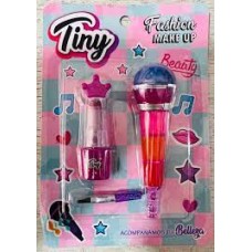 JUEGO DE PINTURITAS TINY CON LABIAL Y BRILLO CON FORMA MICROFONO