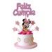 ADORNO DE TORTA - FIGURA TELGOPOR BASE TAMBOR MINNIE MOUSE FELIZ CUMPLE