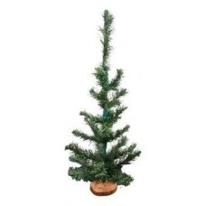 ARBOL MINI PINO 045 CM BASE MADERA VERDE Y PLATA