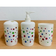 SET DE BAÑO PLASTICO JABONERA + DISPENSER + PORTACEPILLO + VASO CAROL