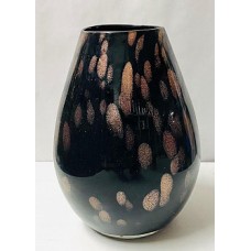 FLORERO DE CERAMICA NEGRO CON BRILLOS