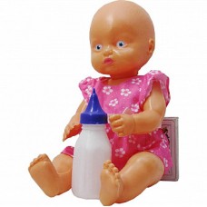 MUÑECA BEBOTE PLASTICO ANGEL CON ROPA Y MAMADERA