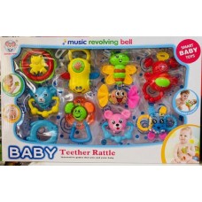 SONAJEROS Y MORDILLOS X 10 EN CAJA BABY TEETHER RATTLE