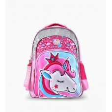 MOCHILA ESPALDA FOOTY QUEEN UNICORNIO CON LUZ DE LED 18 PULGADAS