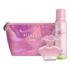 ESTUCHE PARA REGALO PERFUME DE MUJER FLOWER ROSE X 40 CC + DESODORANTE + NECESER