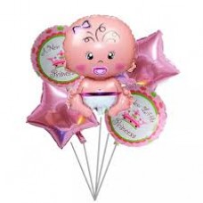 SET DE GLOBOS METALIZADOS ES UNA NIÑA X 5