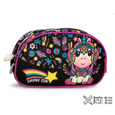 CARTUCHERA CON CIERRE OVAL PHI PHI BAGS COOL UNICORN DOBLE CIERRE