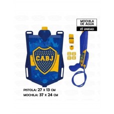 PISTOLA DE AGUA CON MOCHILA BOCA JUNIORS