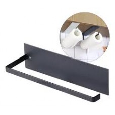 PORTARROLLO DE COCINA DE PARED METALICO NEGRO CON AUTOADHESIVO