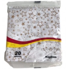 SERVILLETAS DESCARTABLES ESTAMPADAS ESTRELLAS DORADAS X 20