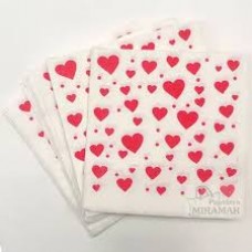 SERVILLETAS DESCARTABLES ESTAMPADAS CORAZON ROJO X 20