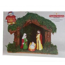 PESEBRE COMPLETO PEQUEÑO CON 3 FIGURAS (14 X 10)