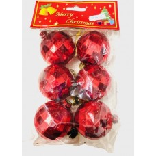 GLOBO NAVIDEÑO 4 CM ROJO FACETADO X 6