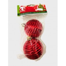 GLOBO NAVIDEÑO 6 CM X 2 ROJO TORNEADO