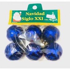 GLOBO NAVIDEÑO 4 CM AZUL X 6