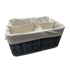 CANASTO ORGANIZADOR DE BAMBU PLEGABLE GRIS CON 4 DIVISIONES