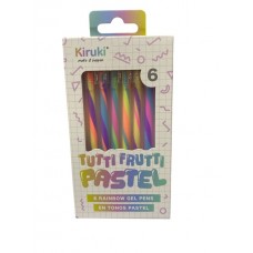 BOLIGRAFO ROLLER GEL X 6 KIRUKI TUTTI FRUTTI PASTEL