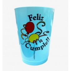 VASOS DESCARTABLES X 300 CC FELIZ CUMPLE CELESTE