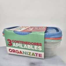 CAJAS HERMETICAS X 3 ORGANIZATE RECTANGULARES